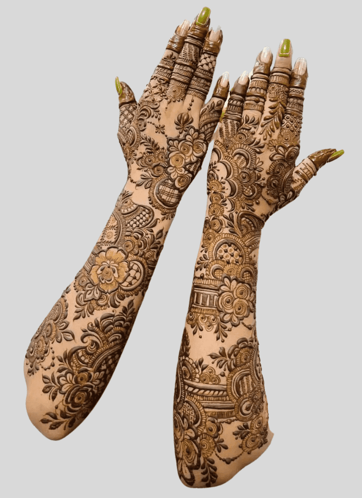 Mesmeric Bride And Groom Henna Design