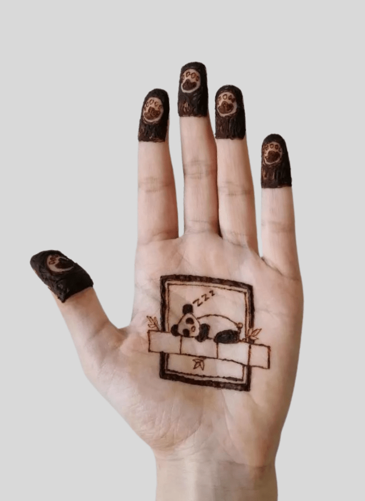 Bewitching Panda Henna Design