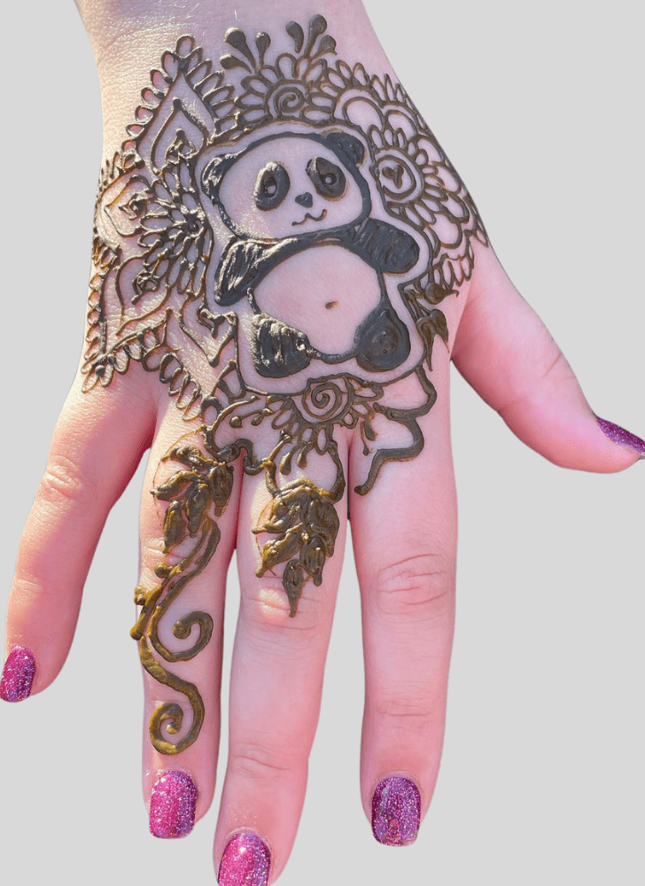 Elegant Panda Henna Design