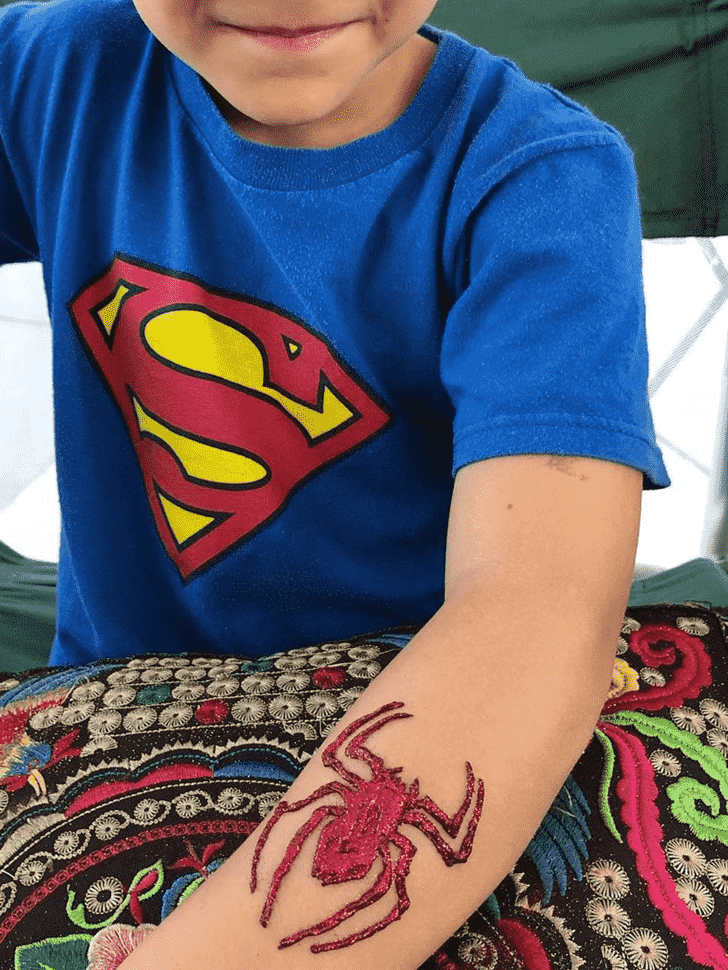 Spiderman Logo Henna Design on Hand