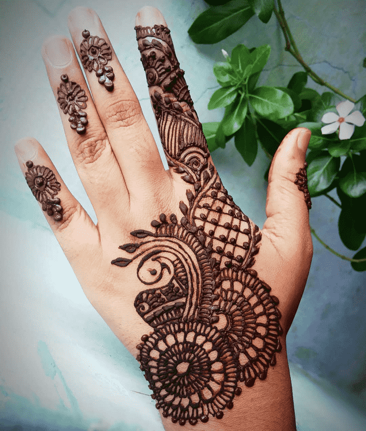 Angelic Back Hand Henna Design