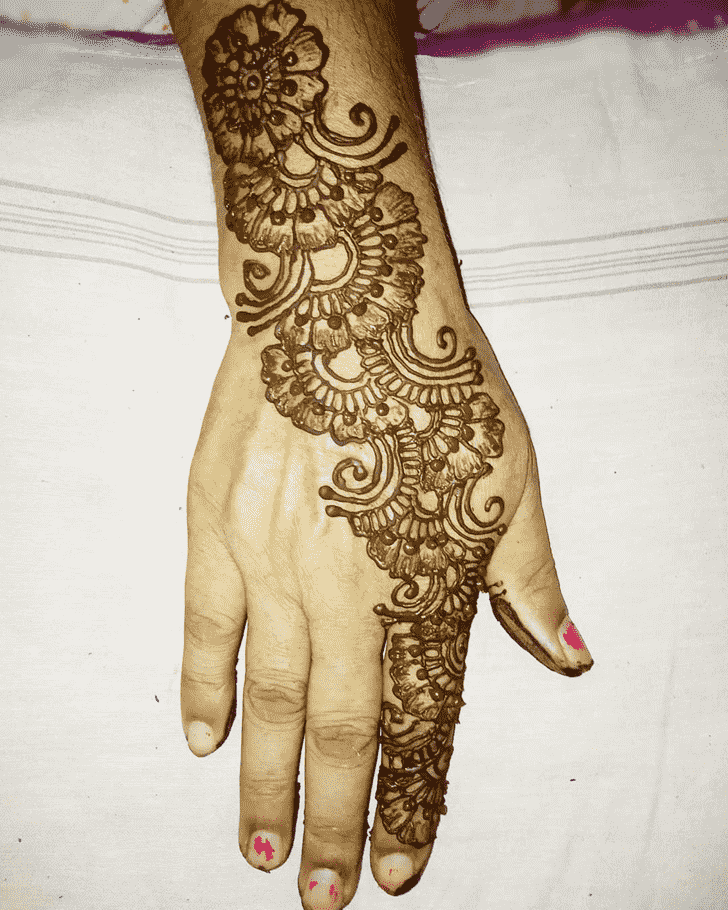 Bewitching Back Hand Henna Design