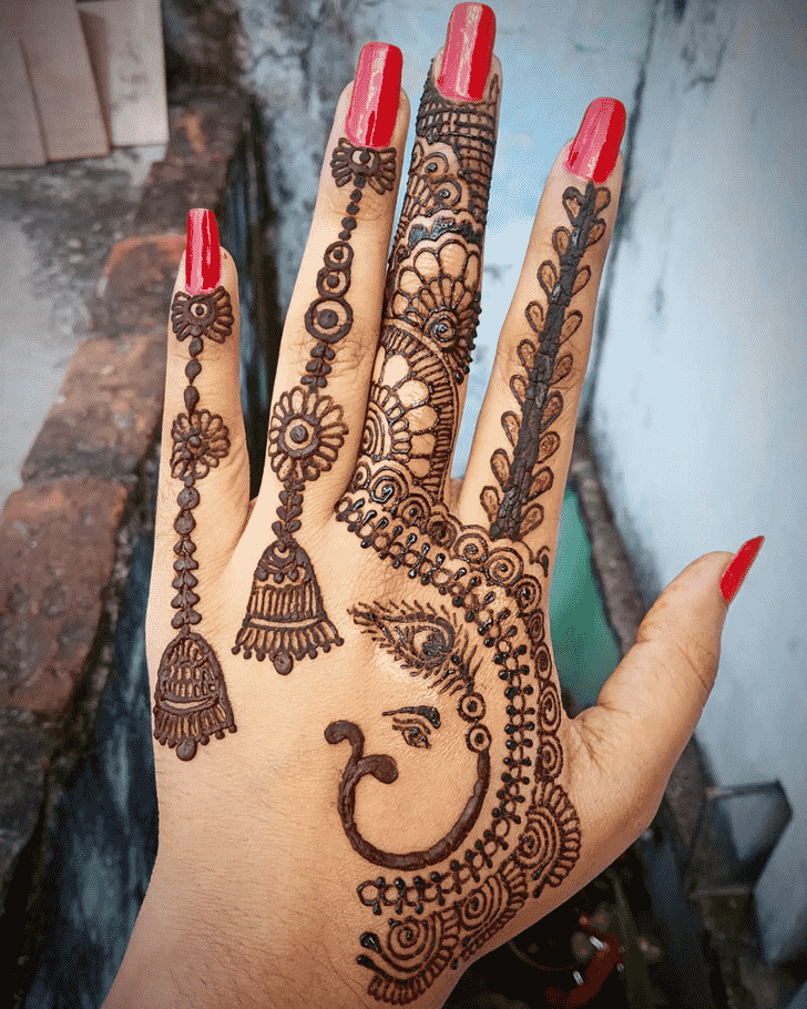 Charming Back Hand Henna Design