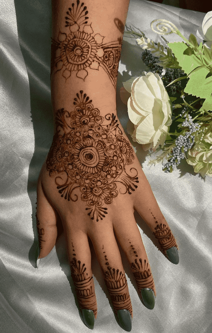 Wonderful Back Hand Mehndi Design