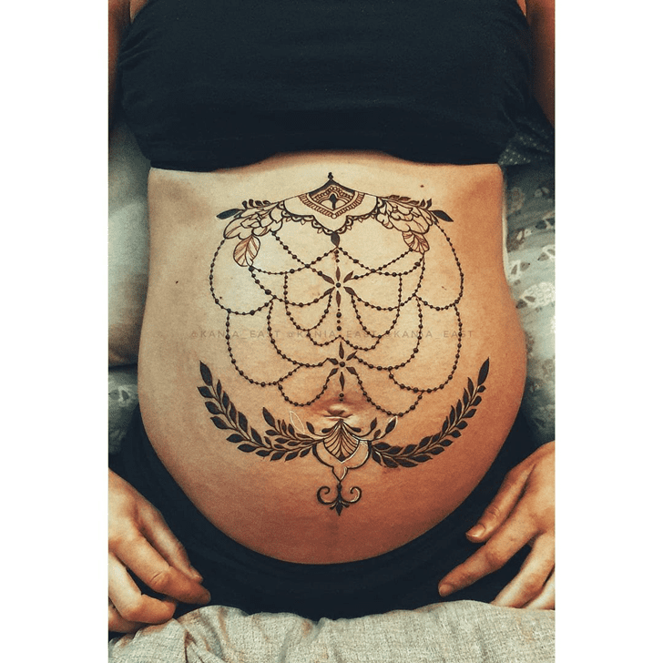 Teasing Belly Button Henna Design