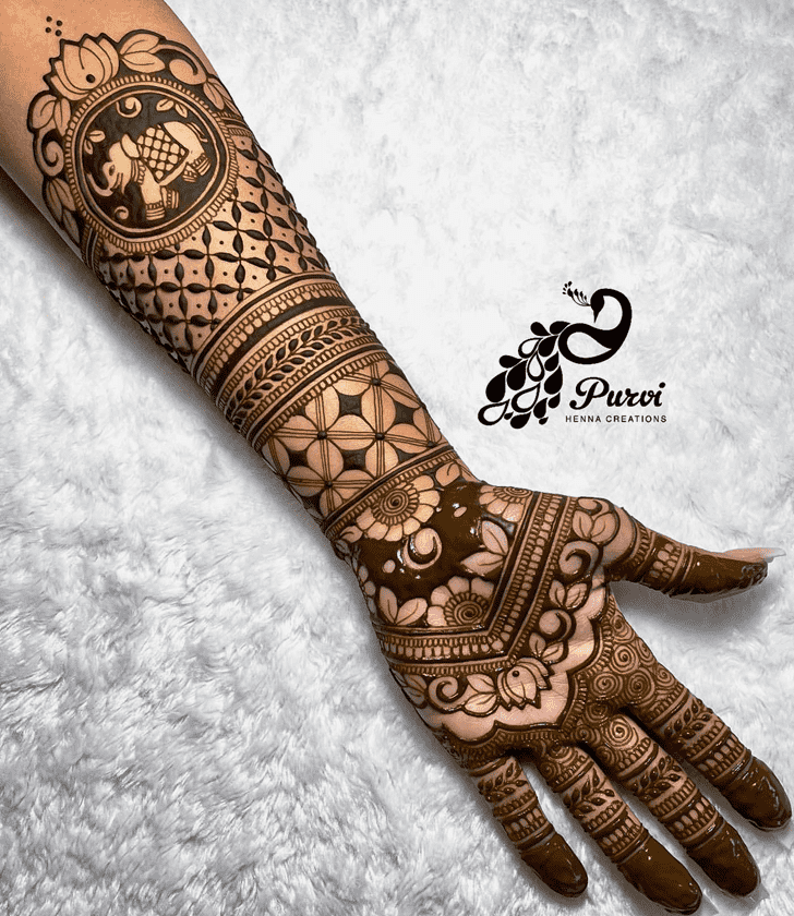 Angelic Bold Full Arm Henna Design