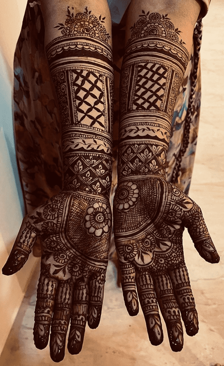 Excellent Bold Full Arm Henna Design