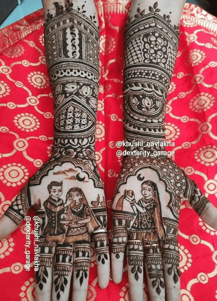 Fetching Bold Full Arm Henna Design