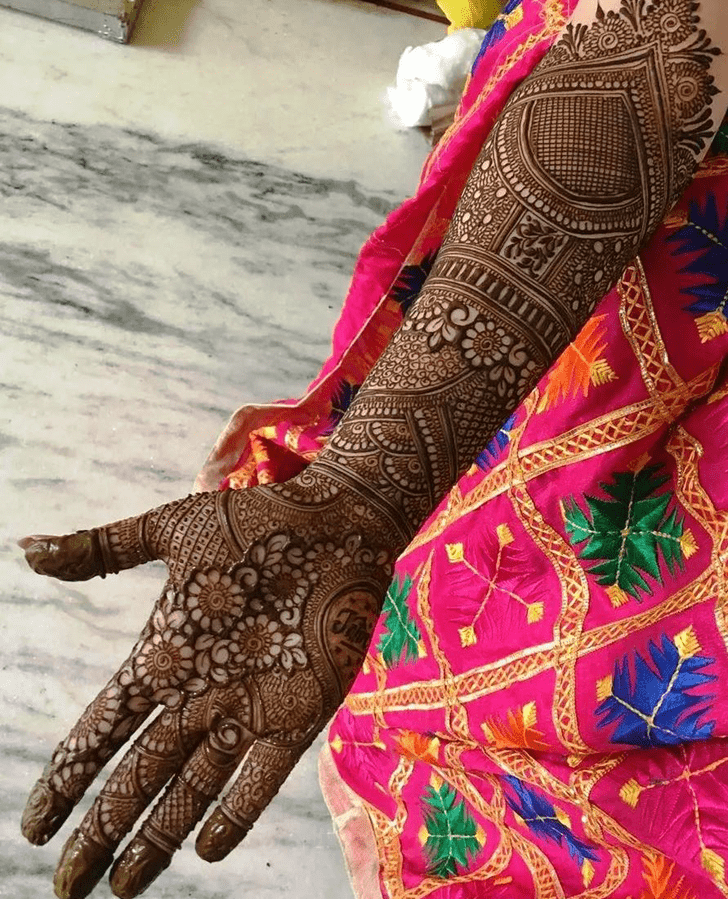 Nice Bold Full Arm Henna Design