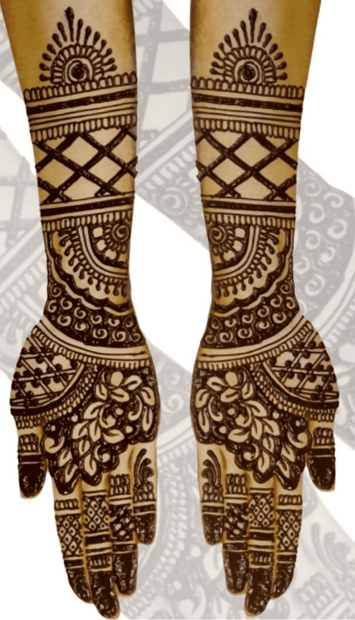 Shapely Bold Full Arm Henna Design