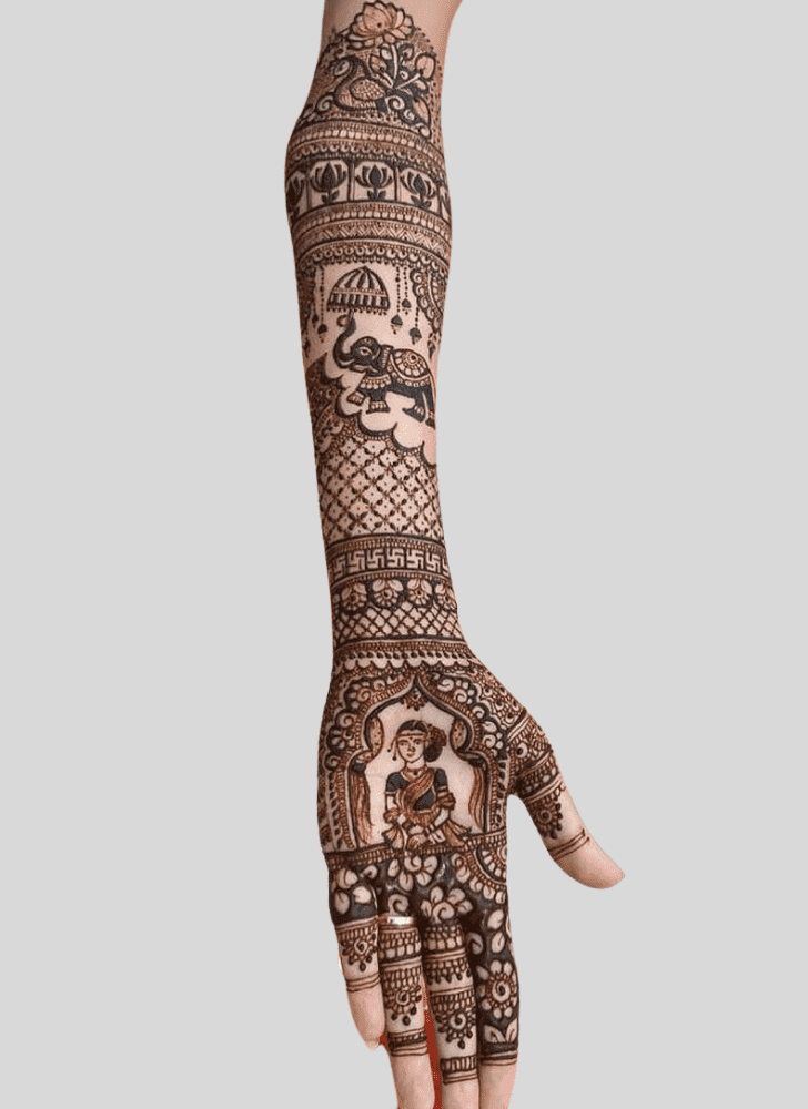 Fascinating Bride And Groom Henna Design