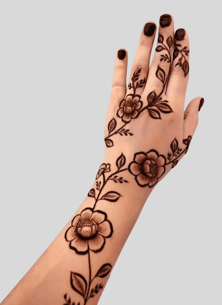 Good Looking Bride And Groom Henna Design