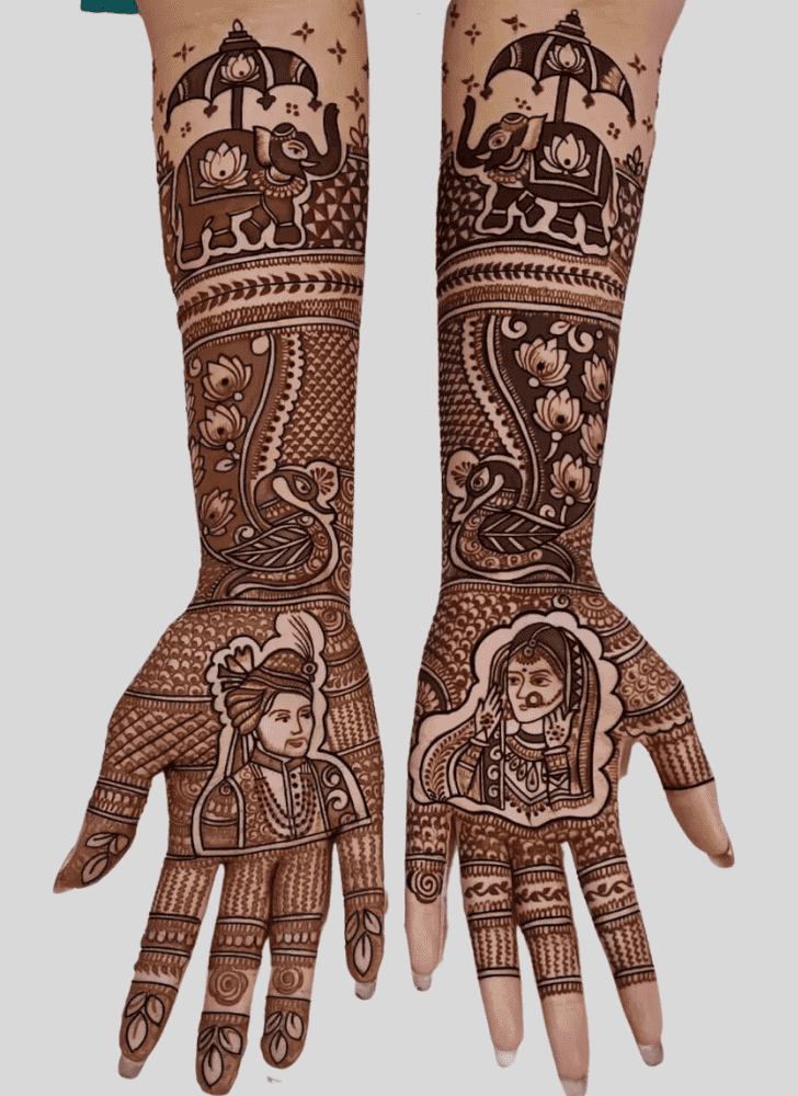 Awesome Bride And Groom Henna Design