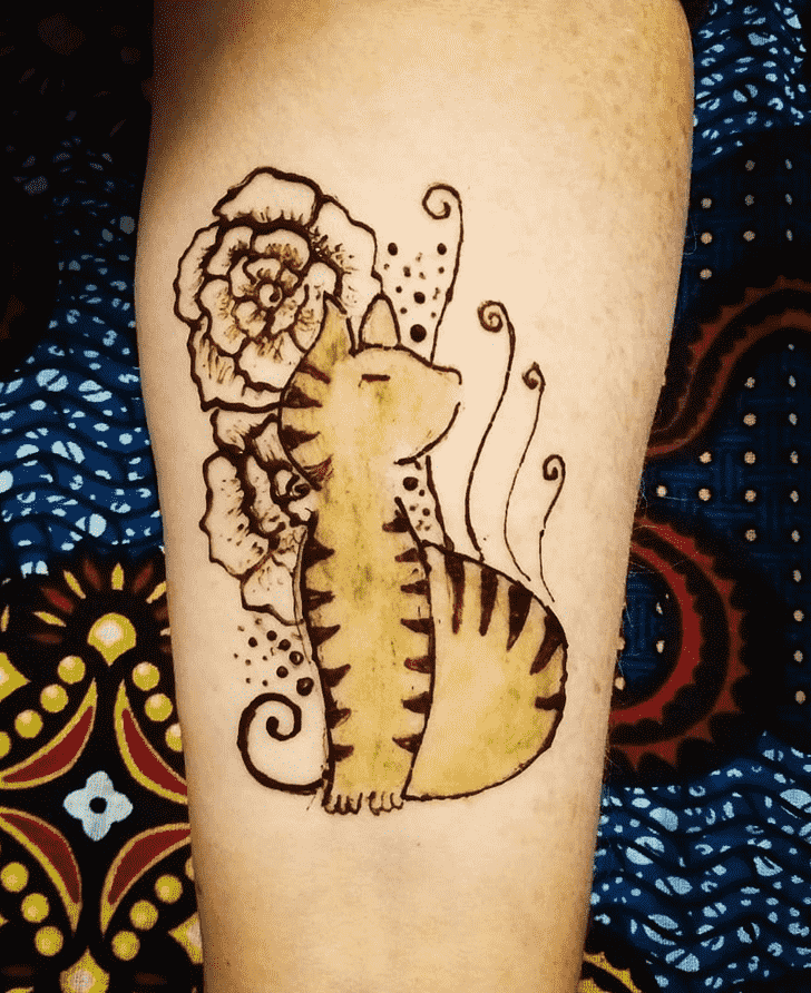 Fascinating Cat Henna Design