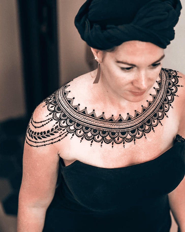 Cute Chest Henna Design