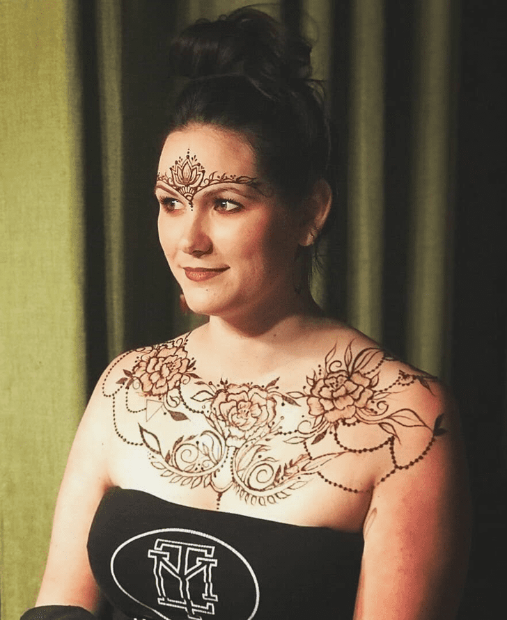 Fine Looking Chest Henna Design