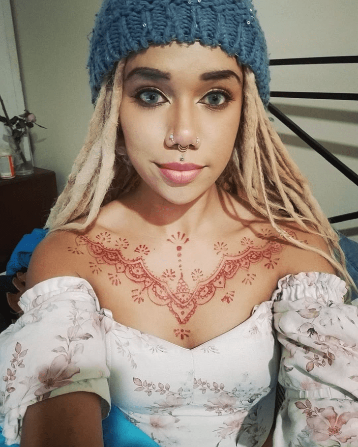 Refined Chest Henna Design