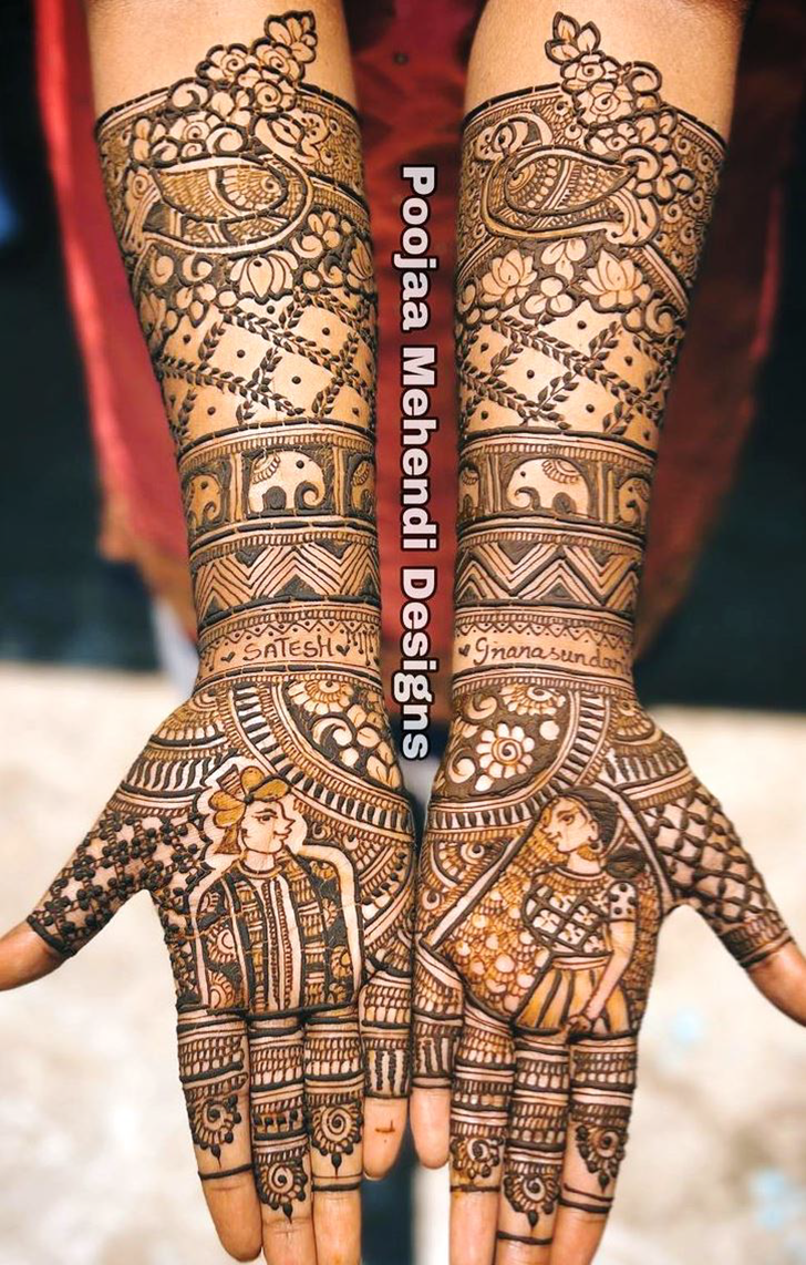 Comely Dulha Dulhan Henna Design