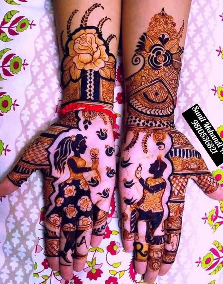 Delicate Dulha Dulhan Henna Design