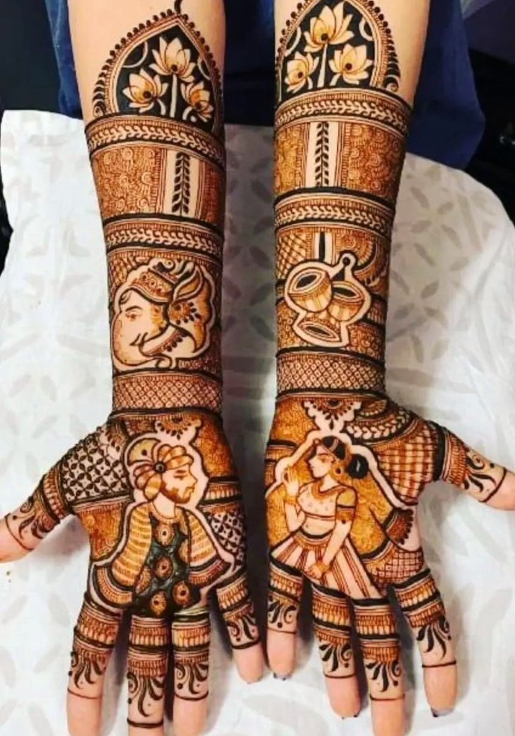 Elegant Dulha Dulhan Henna Design