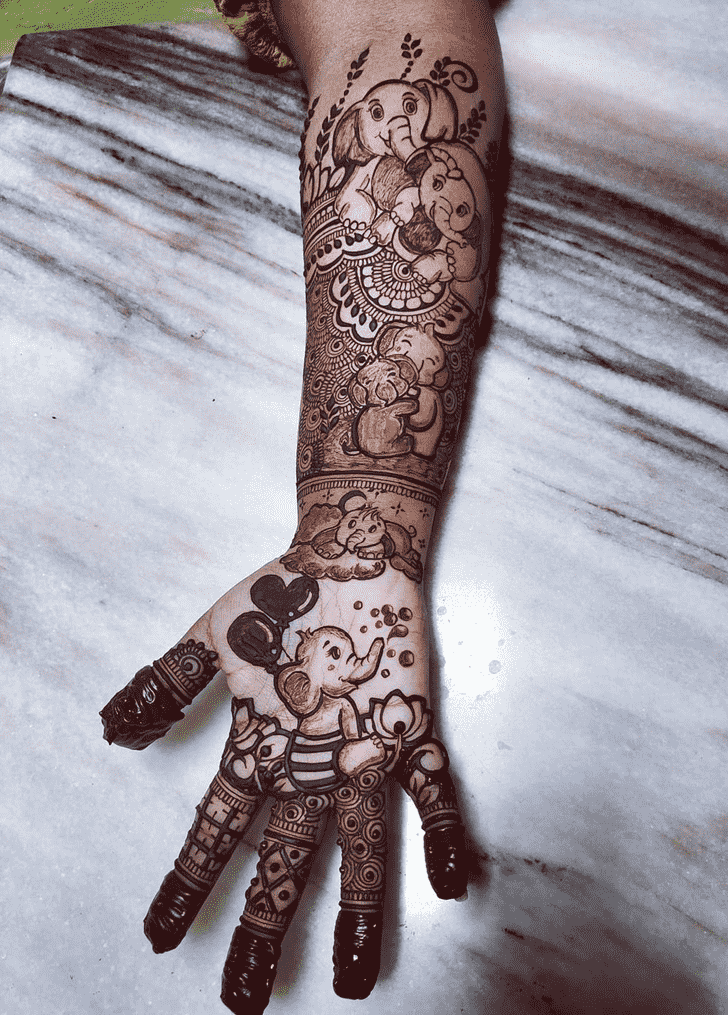 Inviting Elephant Henna Design