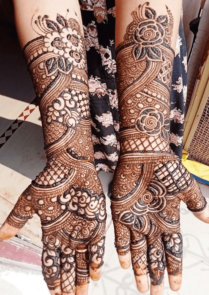 Fine Graceful Full Arm  Henna Design