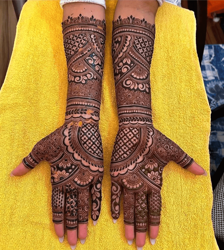 Refined Graceful Full Arm  Henna Design