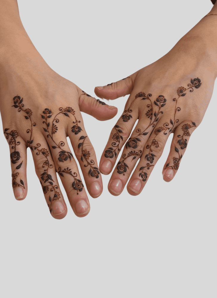 Bewitching Hand Finger Mehndi Design