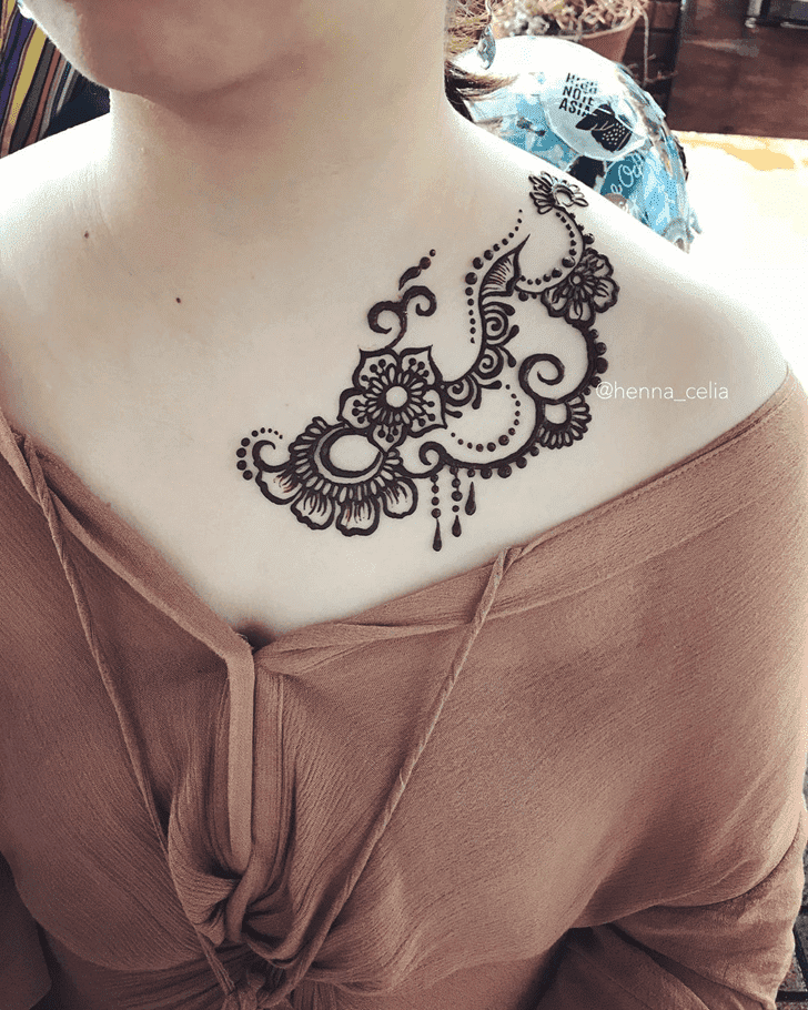 Pleasing Neck Henna Design