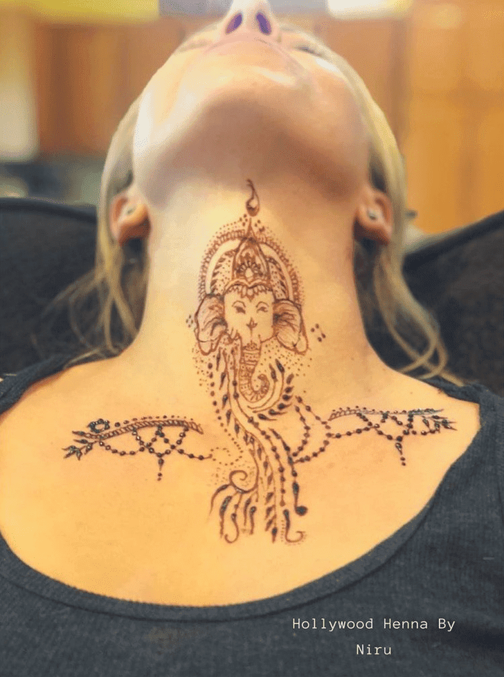 Resplendent Neck Henna Design