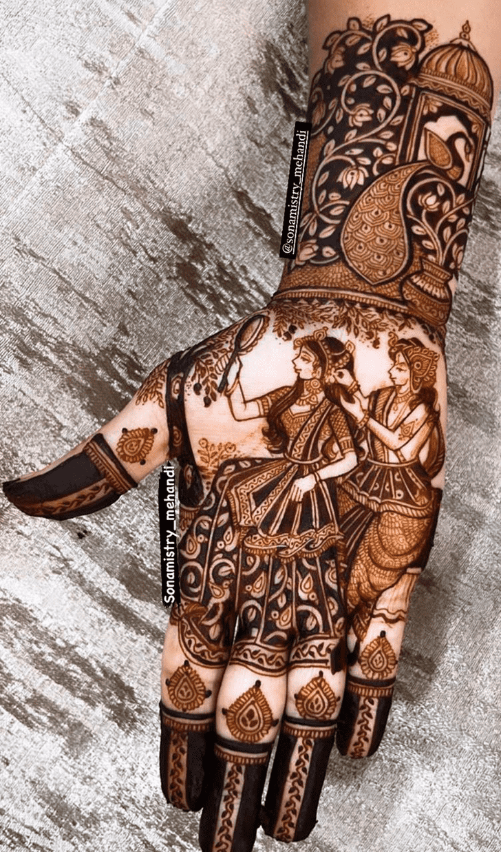 Appealing Radha Krishna Henna Design