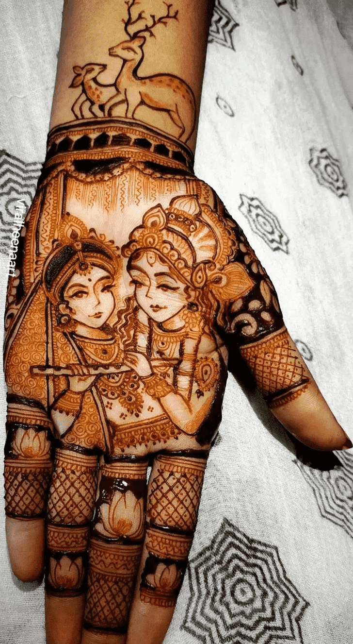 Classy Radha Krishna Henna Design