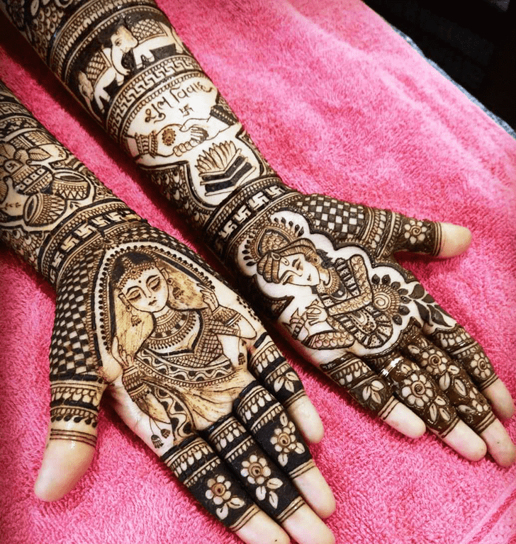 Elegant Radha Krishna Henna Design