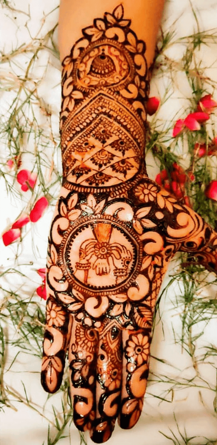 Comely Raksha Bandhan Henna Design on Back Hand
