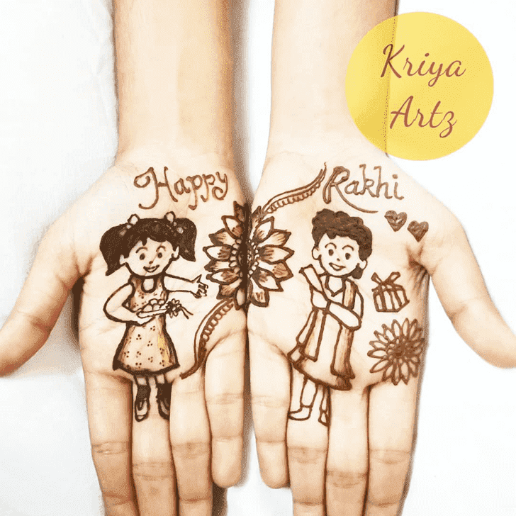 Nice Raksha Bandhan Henna Design on Back Hand