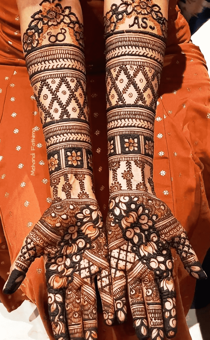 Enthralling Traditional Full Arm Henna Design