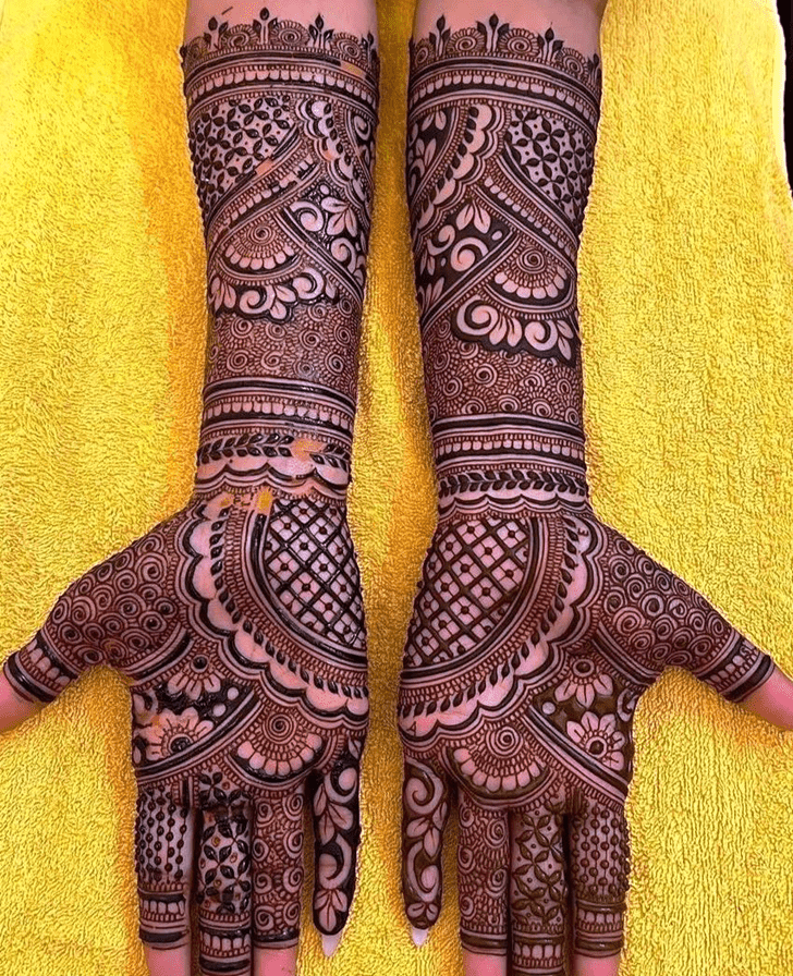 Fetching Traditional Full Arm Henna Design