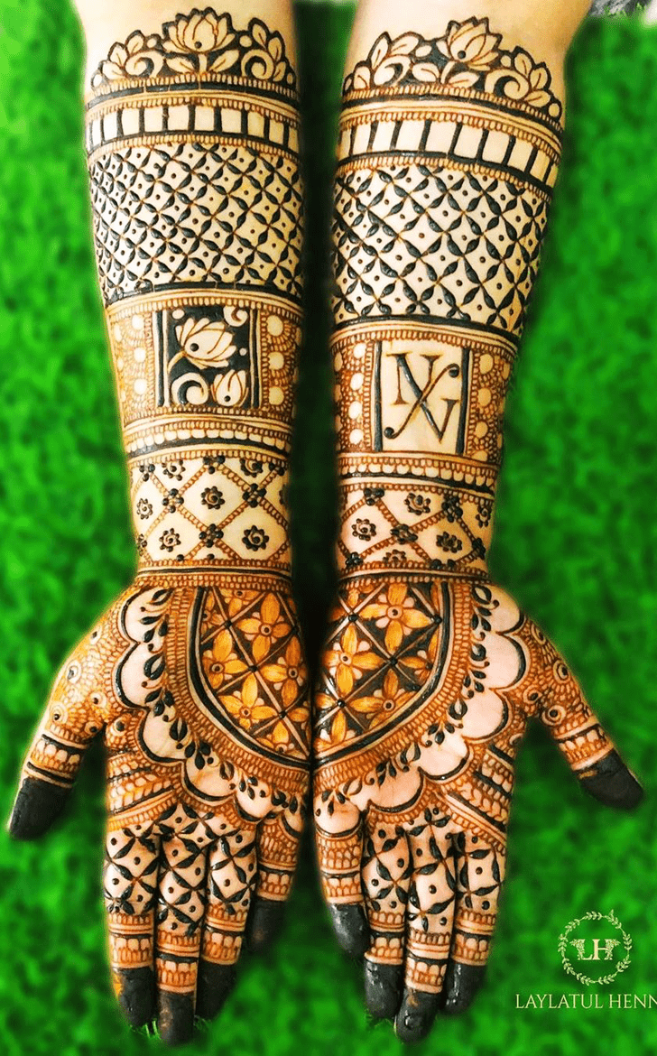 Pleasing Traditional Full Arm Henna Design