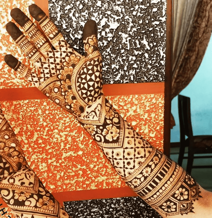 Shapely Traditional Full Arm Henna Design